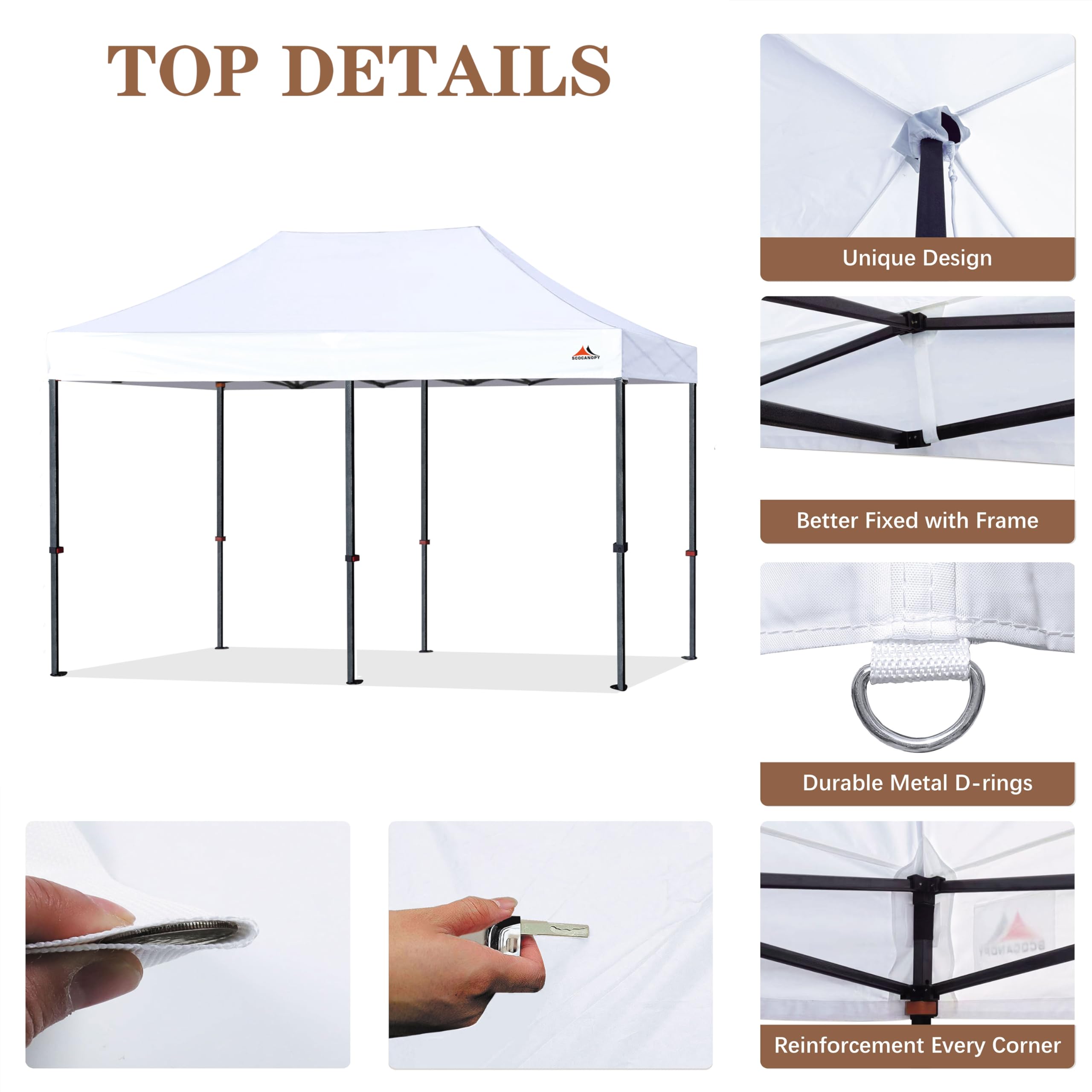 Commercial 10x20 Canopy Replacement Top Cover White with 4 Weight Bags