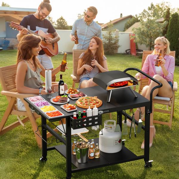 Outdoor Pizza Oven Table Stand Grill Cart 39.7L x 27.55W x 35.8H