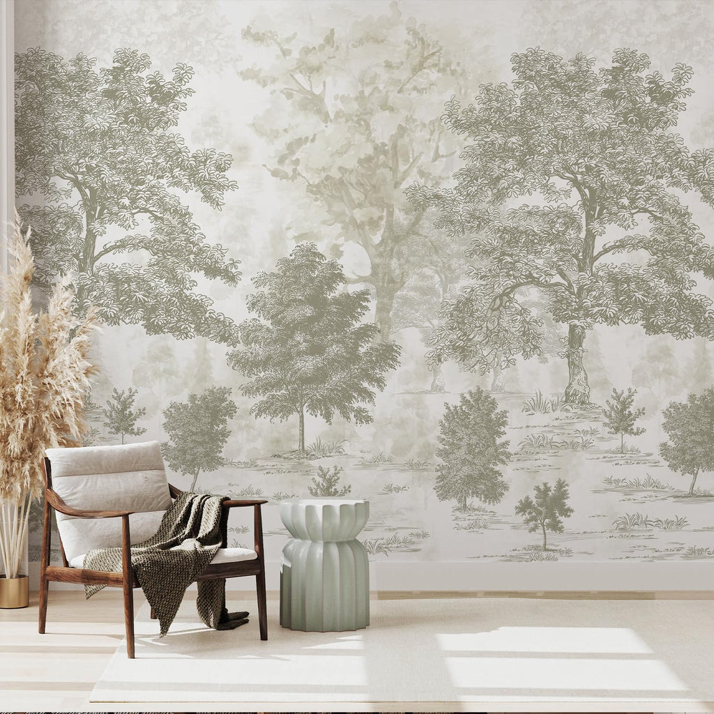 New Open-Box Zeeko Vintage Forest Wall Mural Peel  Stick 177x110 Waterproof Canvas Retail $208.00