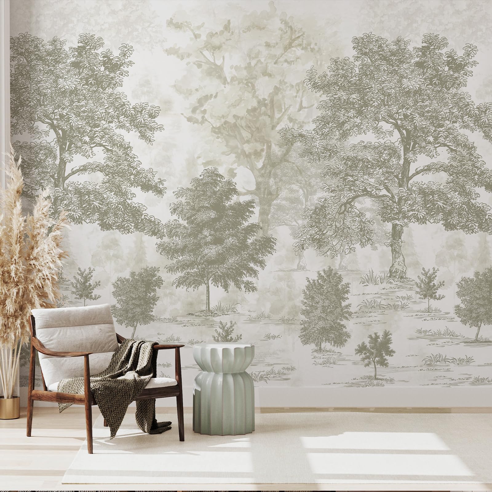 New Open-Box Zeeko Vintage Forest Wall Mural Peel  Stick 177x110 Waterproof Canvas Retail $208.00