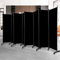 Black Folding Fabric Room Divider Privacy Screen with Lockable Wheels 176L x 72H