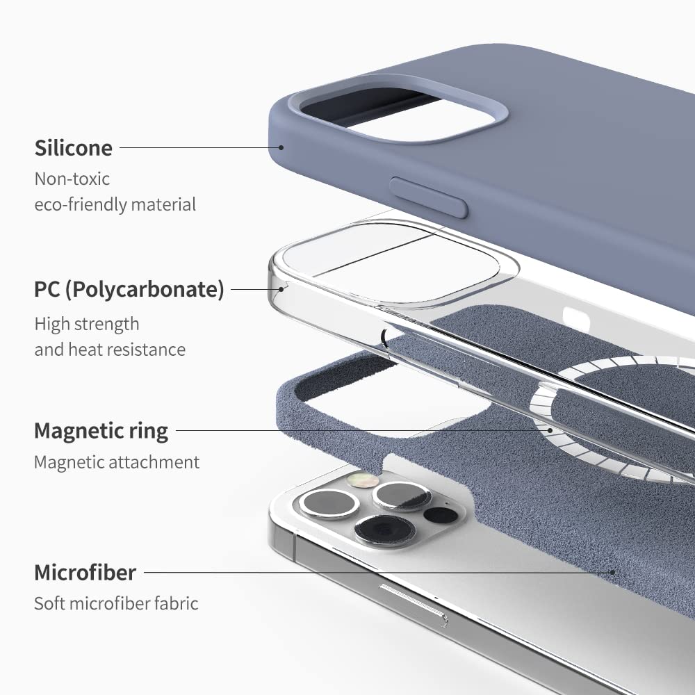 Magnetic Anti-Dust Silicone Case for iPhone 14 Pro Max MagSafe Lavender