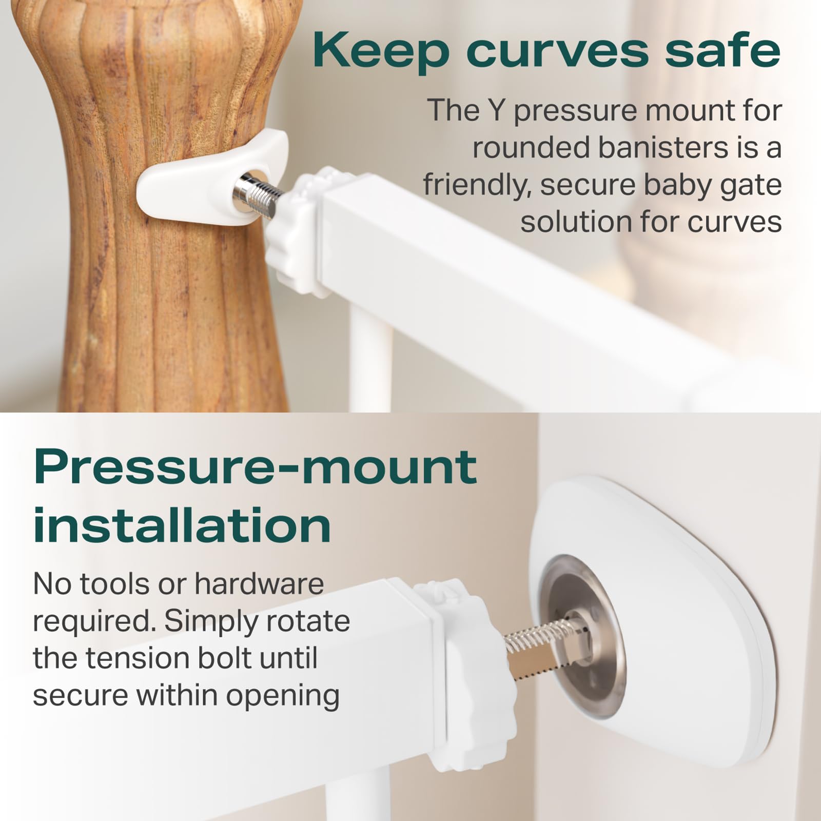 5 Baby Gate Adjustable 29.7-46 Wide Pressure Mounted White