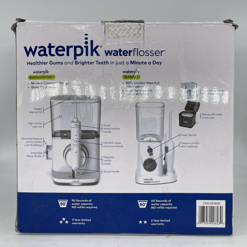 As-Is New Waterpik Evolution  Nano Water Flosser Combo Pack Retail $144.00