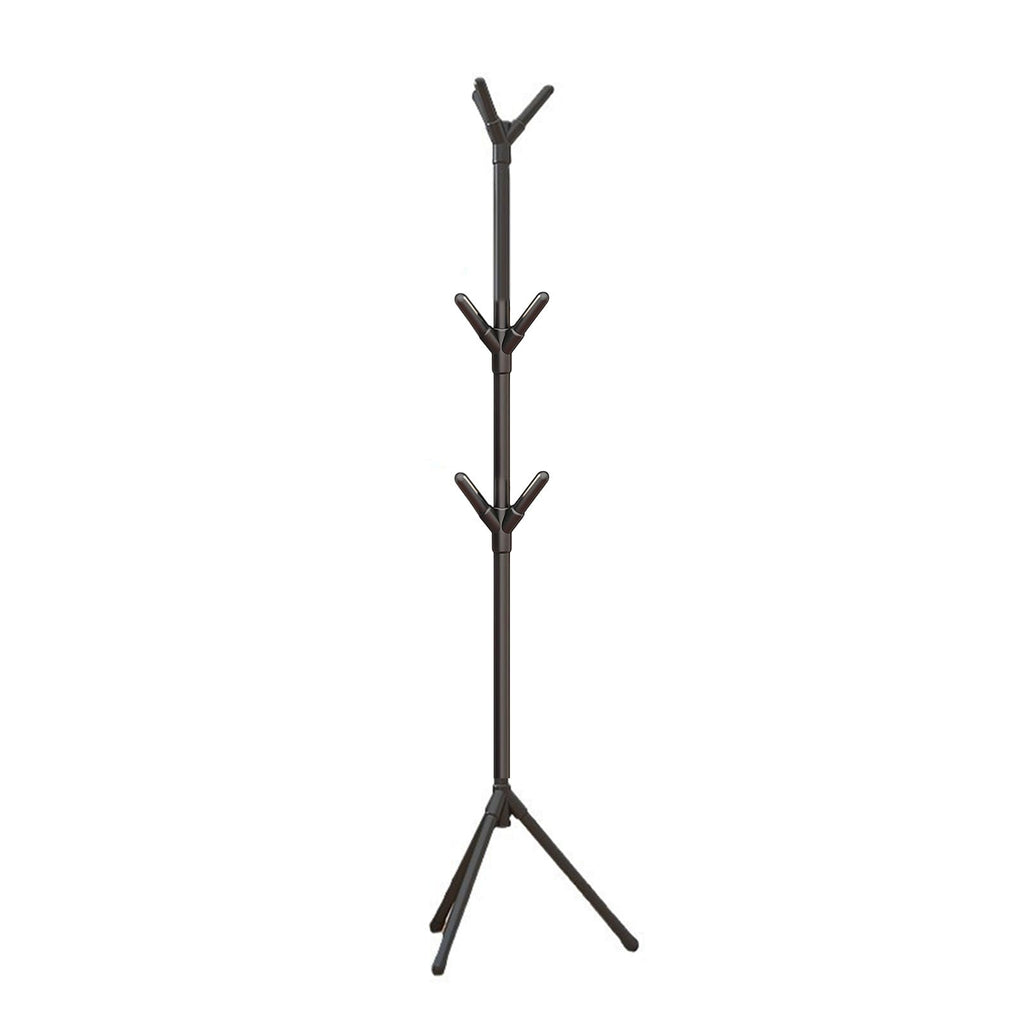 Black Freestanding Hall Tree Coat Rack with 3-Height Adjust  8 Hooks