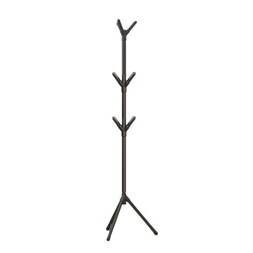 Black Freestanding Hall Tree Coat Rack with 3-Height Adjust  8 Hooks