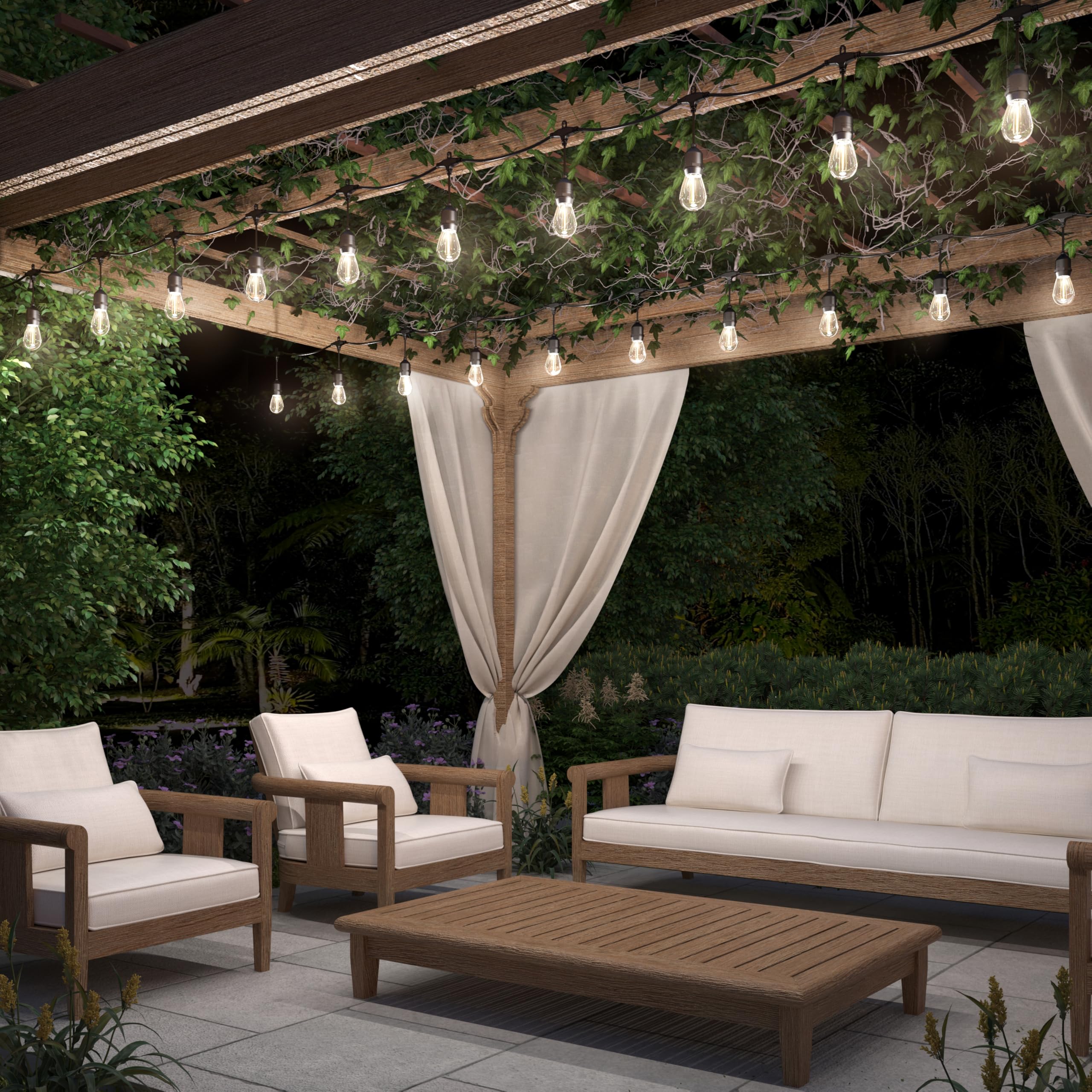 artika Blaze 20 LED Bulbs 42 ft Outdoor Solar String Lights - Dusk to Dawn - Matte Black Retail $45.00