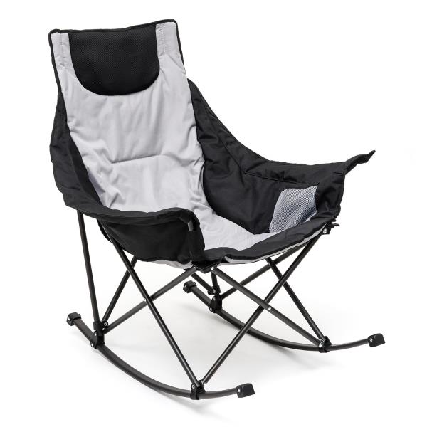 Oversized Rocking Camping Chair Fully Padded High Back Portable Lawn Recliner 500 LBS Capacity