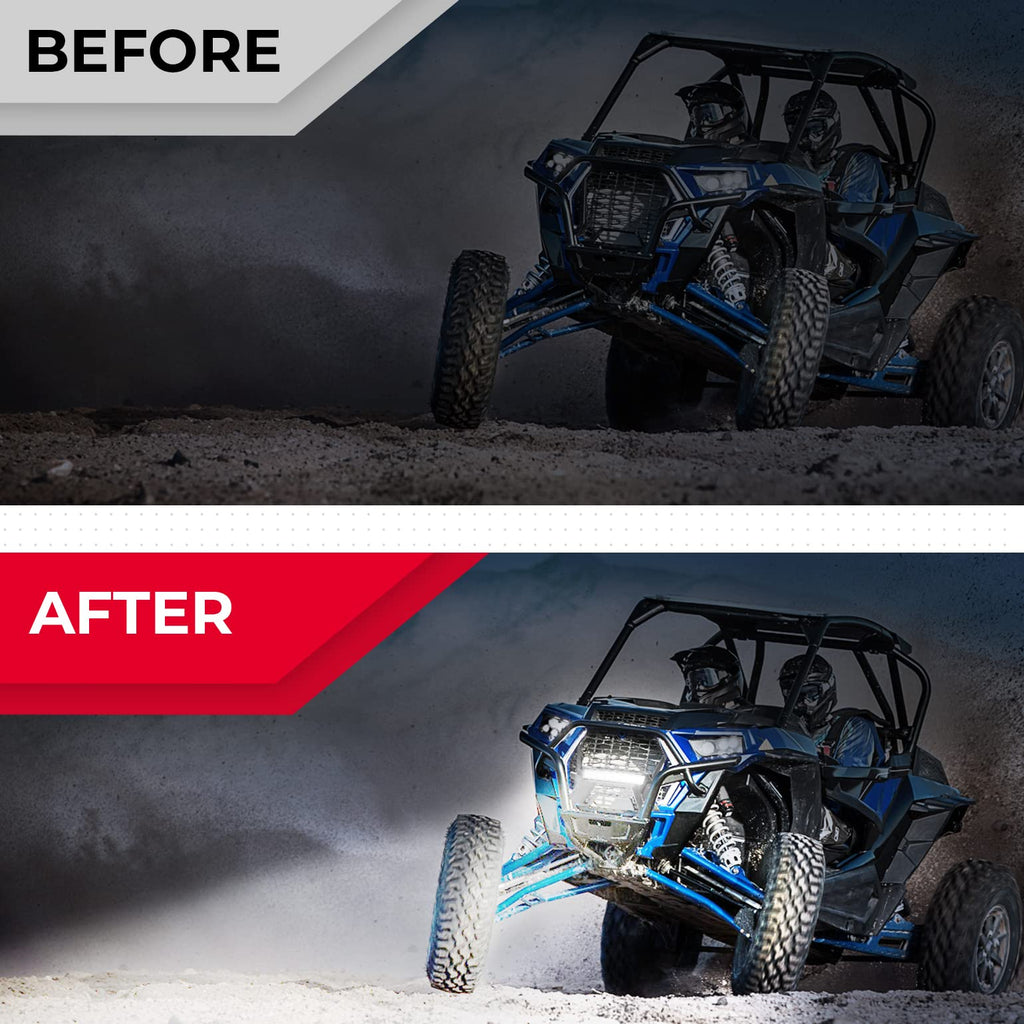 Black Waterproof UTV Front Grill Mesh with LED Light Bar for Polaris RZR XP 1000 2019-2023