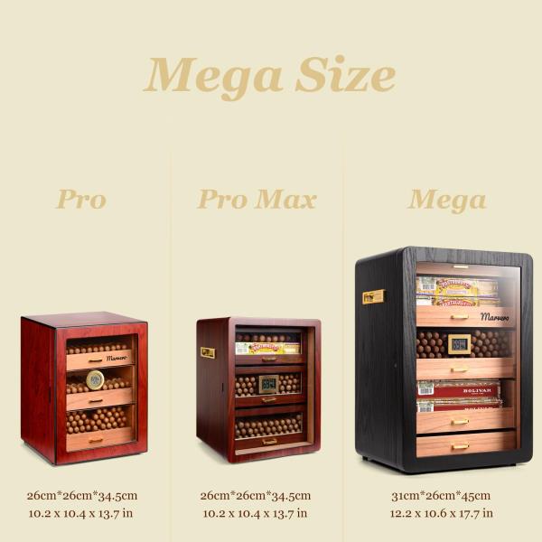Cedar Wood Cigar Humidor Cabinet 300 Cigar Capacity 5 Drawers with Digital Hygrometer Black