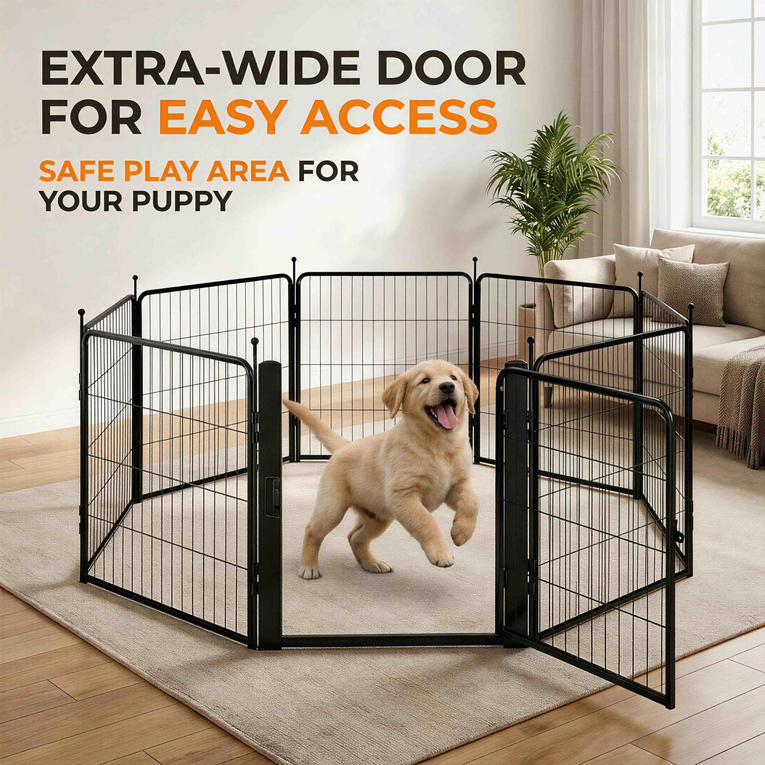 Dog Playpen for Small/Medium Dogs - 32 inch 8 Panels Heavy Duty Metal Puppy Fence Outdoor Indoor with Door, Anti-Rust Foldable Puppy Pen Pet Enclosure, Portable Exercise Kennel for Camping, Yard, RV Retail $89.00