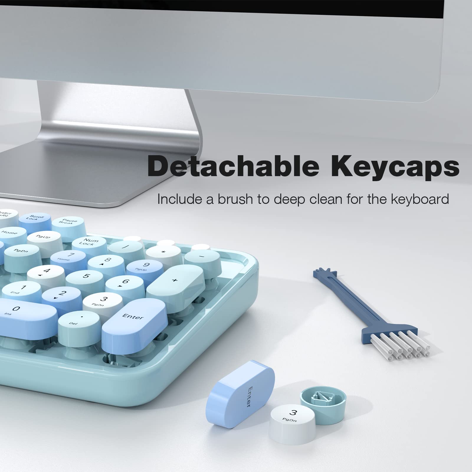 Wireless Keyboard and Mouse Combo Retro Typewriter Style 2.4GHz Blue-Colorful $27.00