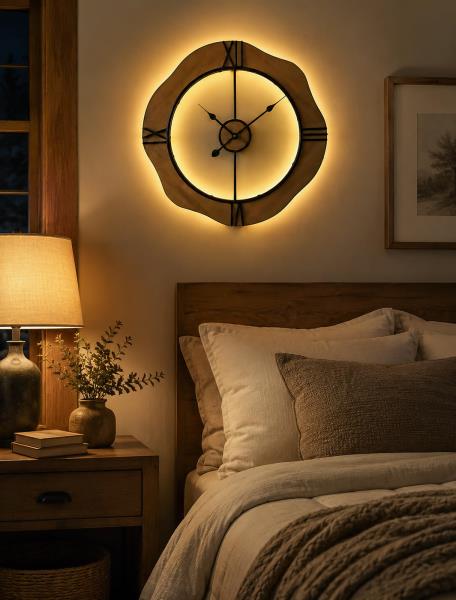 24-Inch Wall Clock with Sound Activated Night Light and Roman Numerals