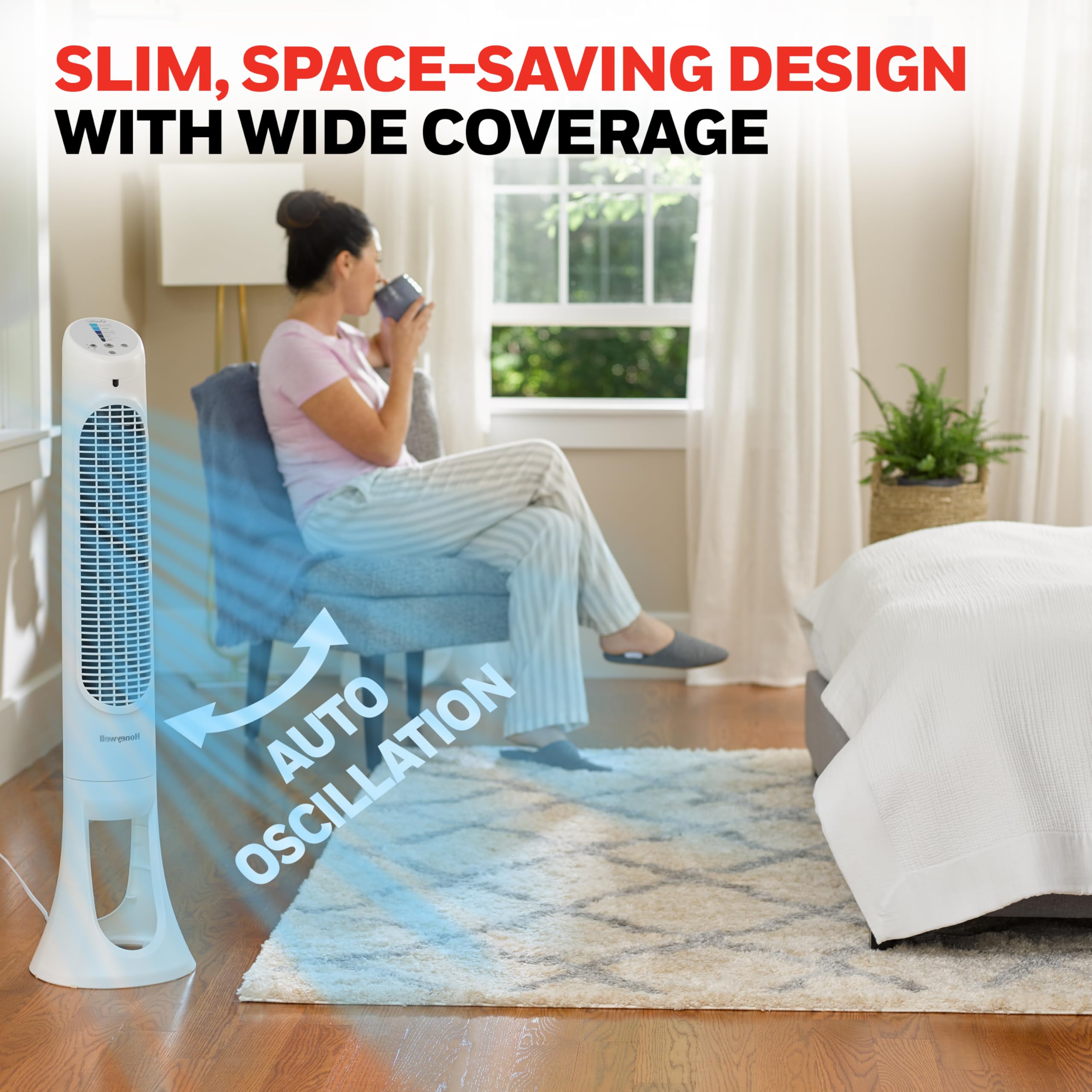 Honeywell QuietSet Whole Room Oscillating Tower Fan with Remote, White, HYF260 Retail $56.00