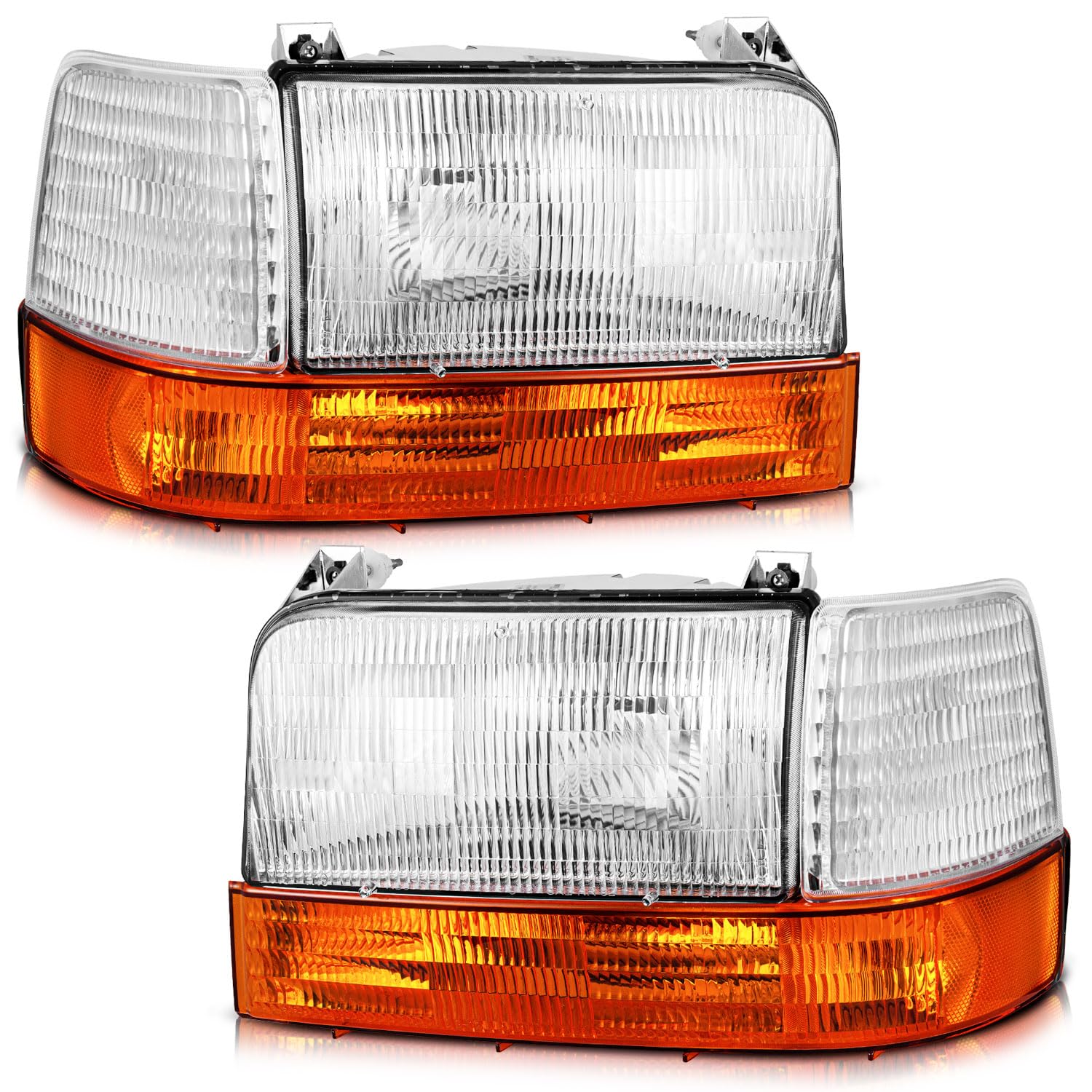 New Open-Box WEELMOTO Headlights for 92-97 Ford F-150Bronco Clear Lens DOT