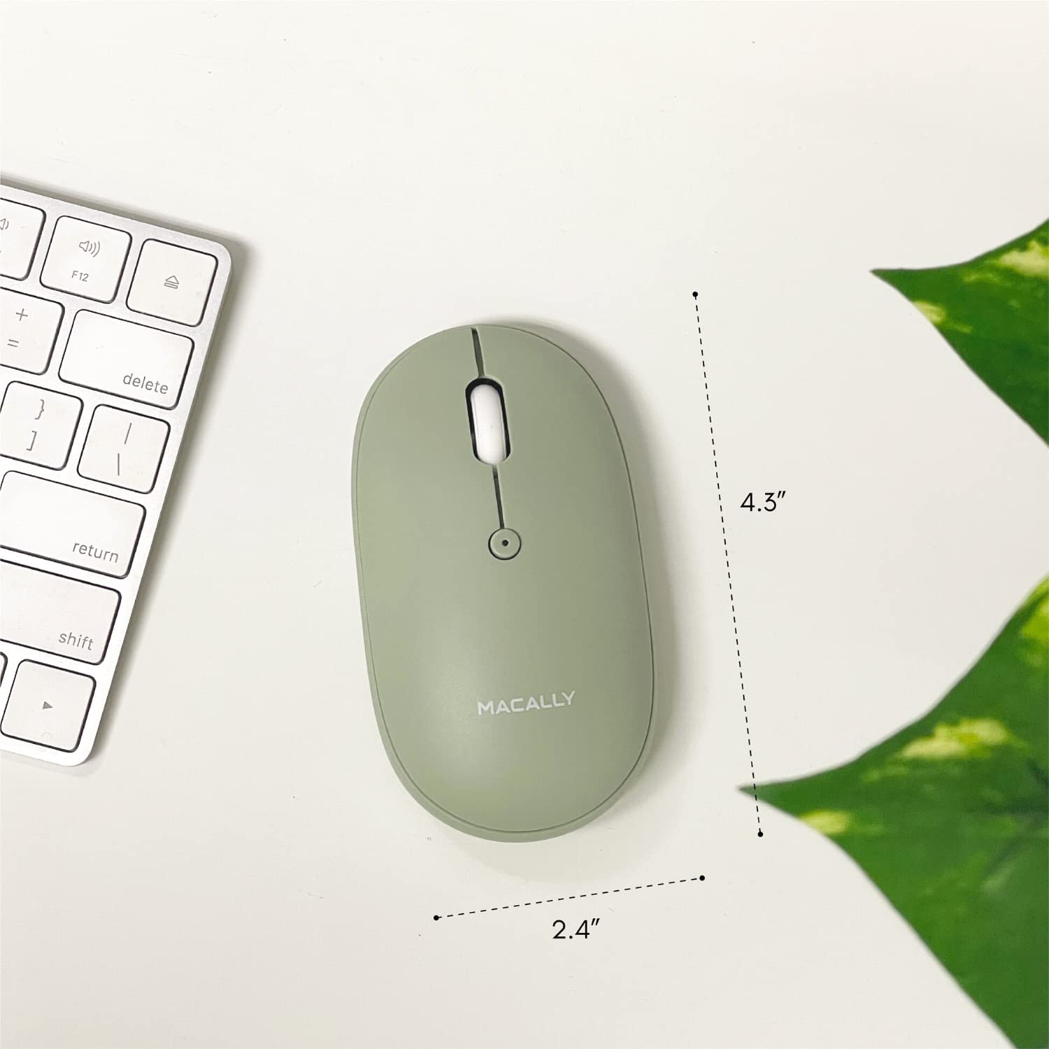 Open-Box New Macally Green Wireless Bluetooth Quiet Click Rechargeable Mouse Retail $29.00