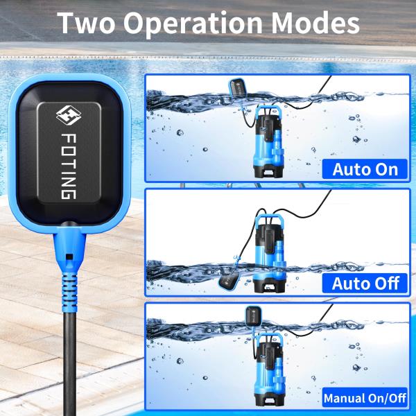 5HP 6300GPH High Flow Submersible Sump Pump 1.5 Solids Handling AutomaticManual Mode