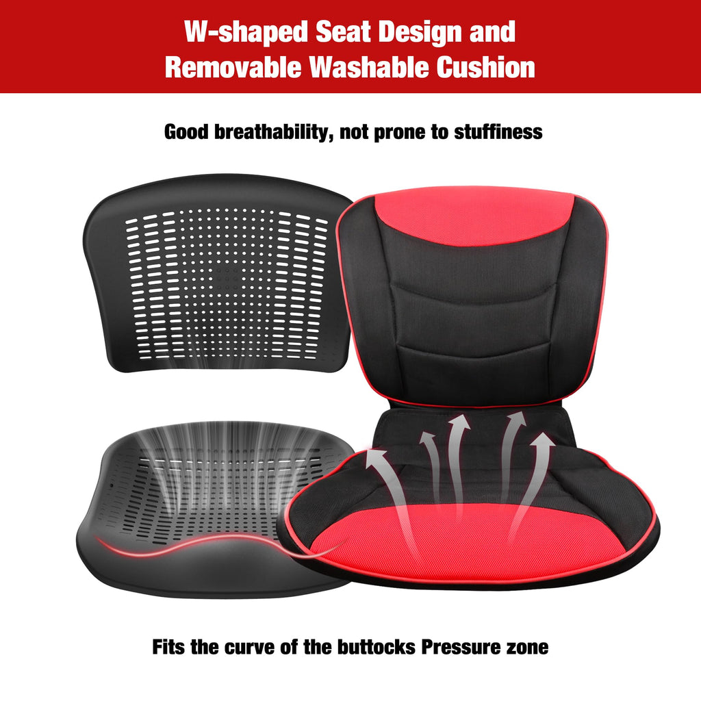 Lightweight Foldable Transport Wheelchair for Adults 11-inch Rear Wheels 300lb Capacity - RedBlack