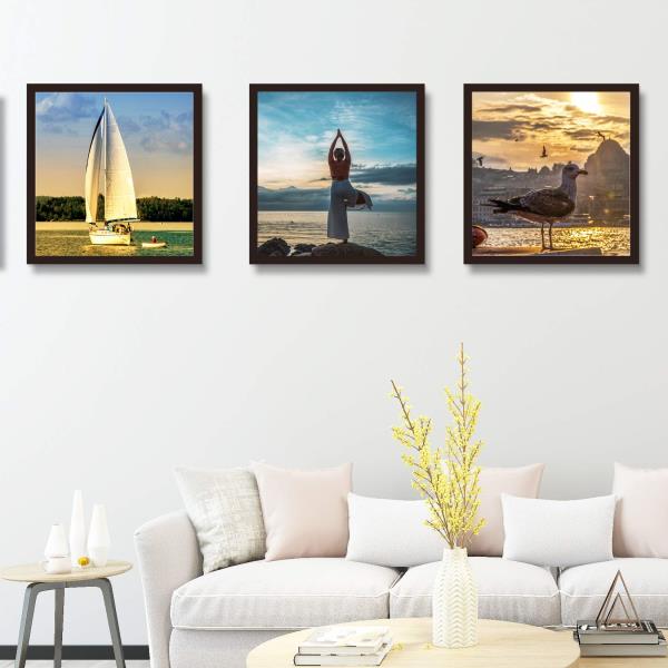 x20 Solid Wood Picture Frames with Mat 16x16 Black 3 Pack