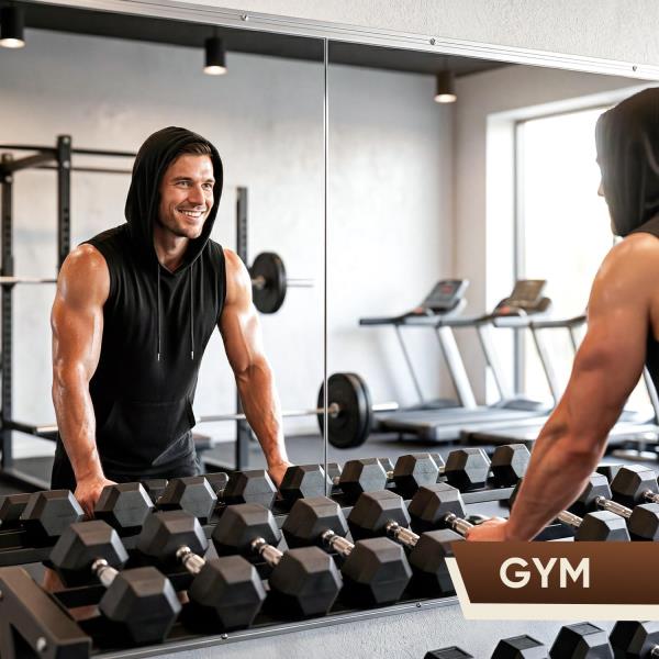 Wall-Mounted Gym Mirror 48x24 2PCS Tempered Glass