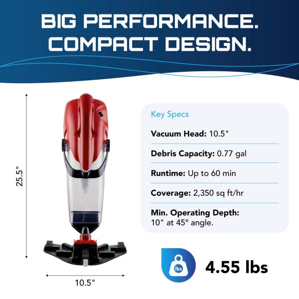 Pulse XL 350 Cordless Pool Vacuum for Inground  Above Ground Pools
