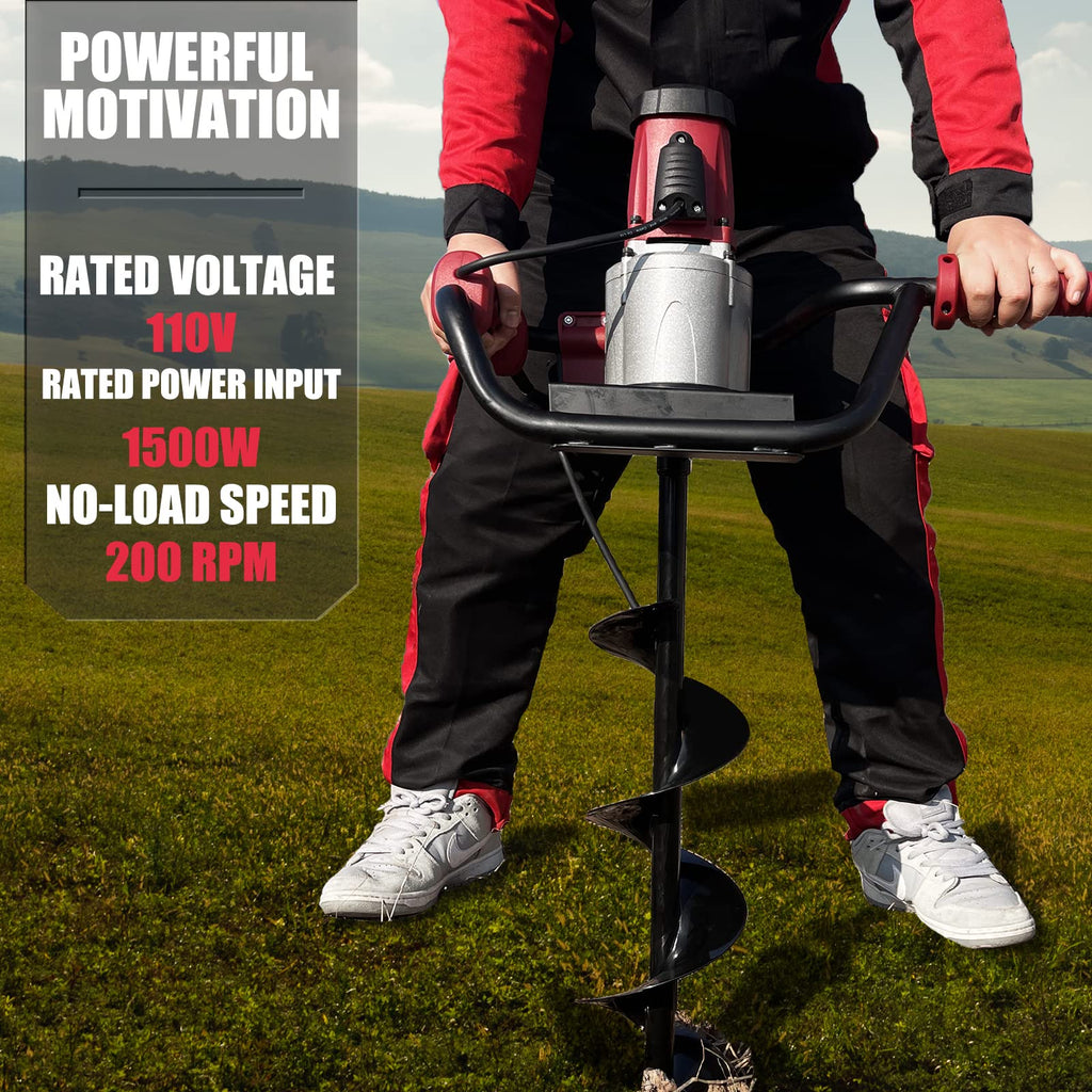 New HIGOSPRO 1500W Electric Post-Hole Digger with 6  4 Auger Bits Retail $205.00