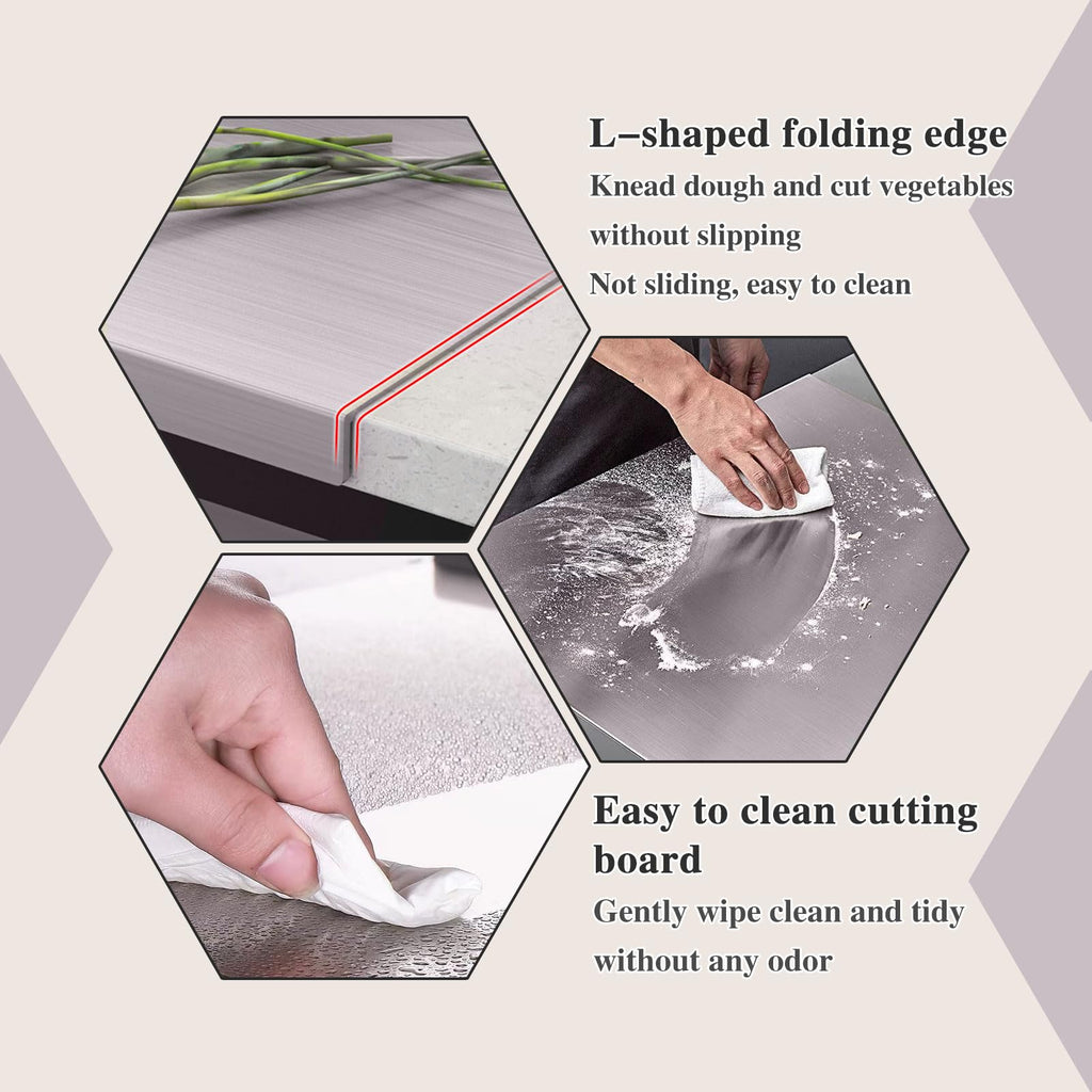 Stainless Steel Kitchen Cutting Board Double-Sided 19.6x23.6x0.06 Silver