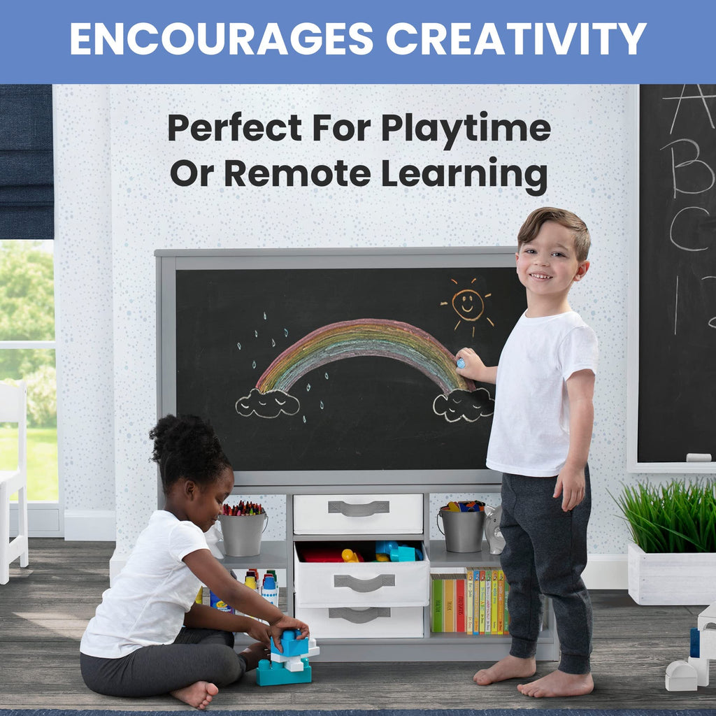 Delta Children at-Home Artist Center - Deluxe Double-Sided Easel and Storage Unit, Grey Retail $119.00