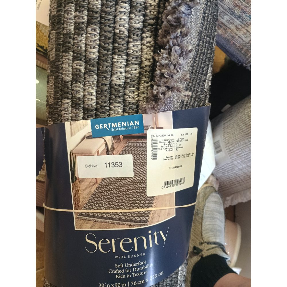 Serenity Wide Runner Rug - GrayBlack - 30 x 90 inches