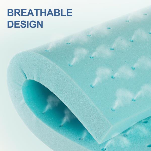 Inch Gel Infused Memory Foam Mattress Topper Twin XL Ventilated Soft Blue