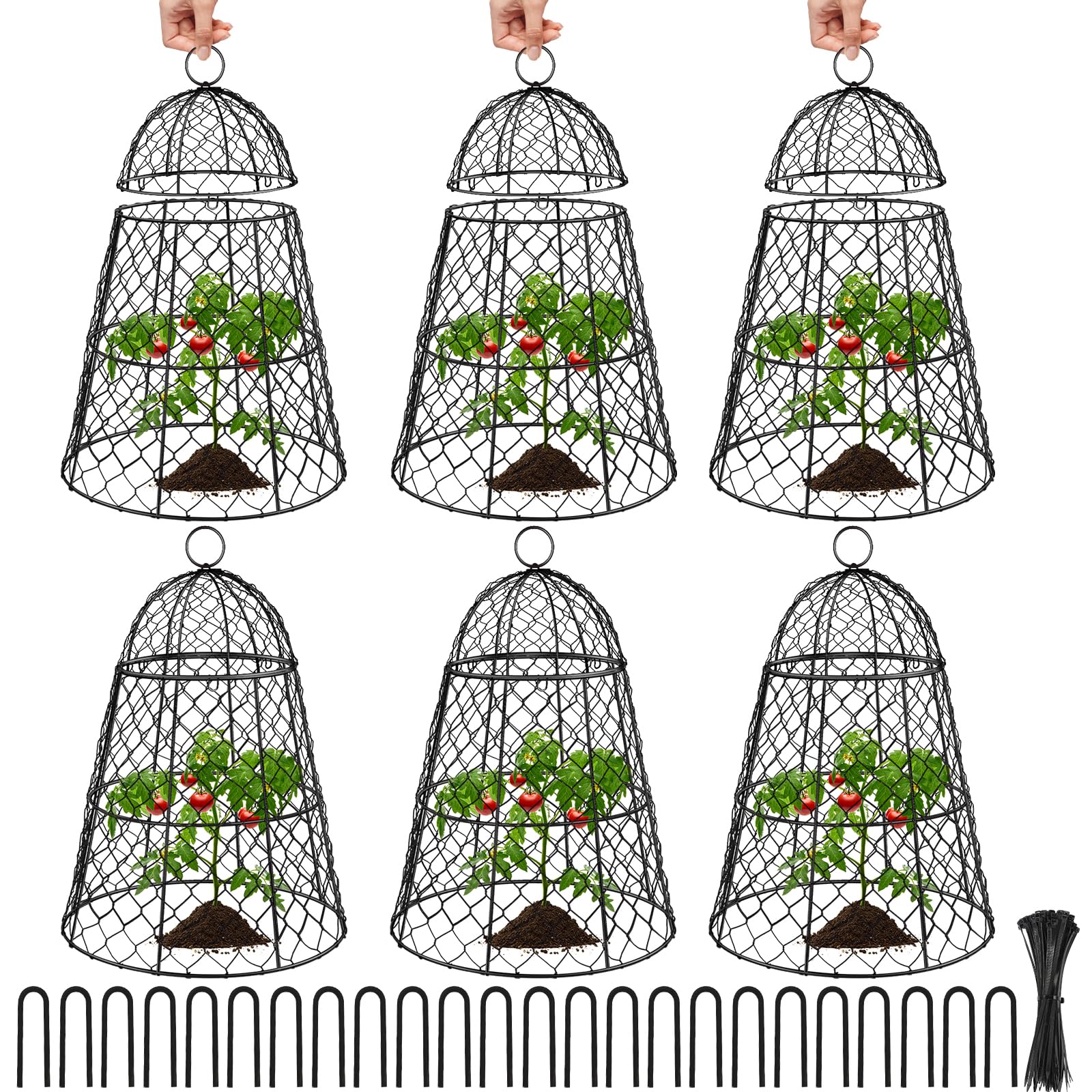 Pcs Black Metal Chicken Wire Garden Cloche Plant Covers 17 H x 13 D