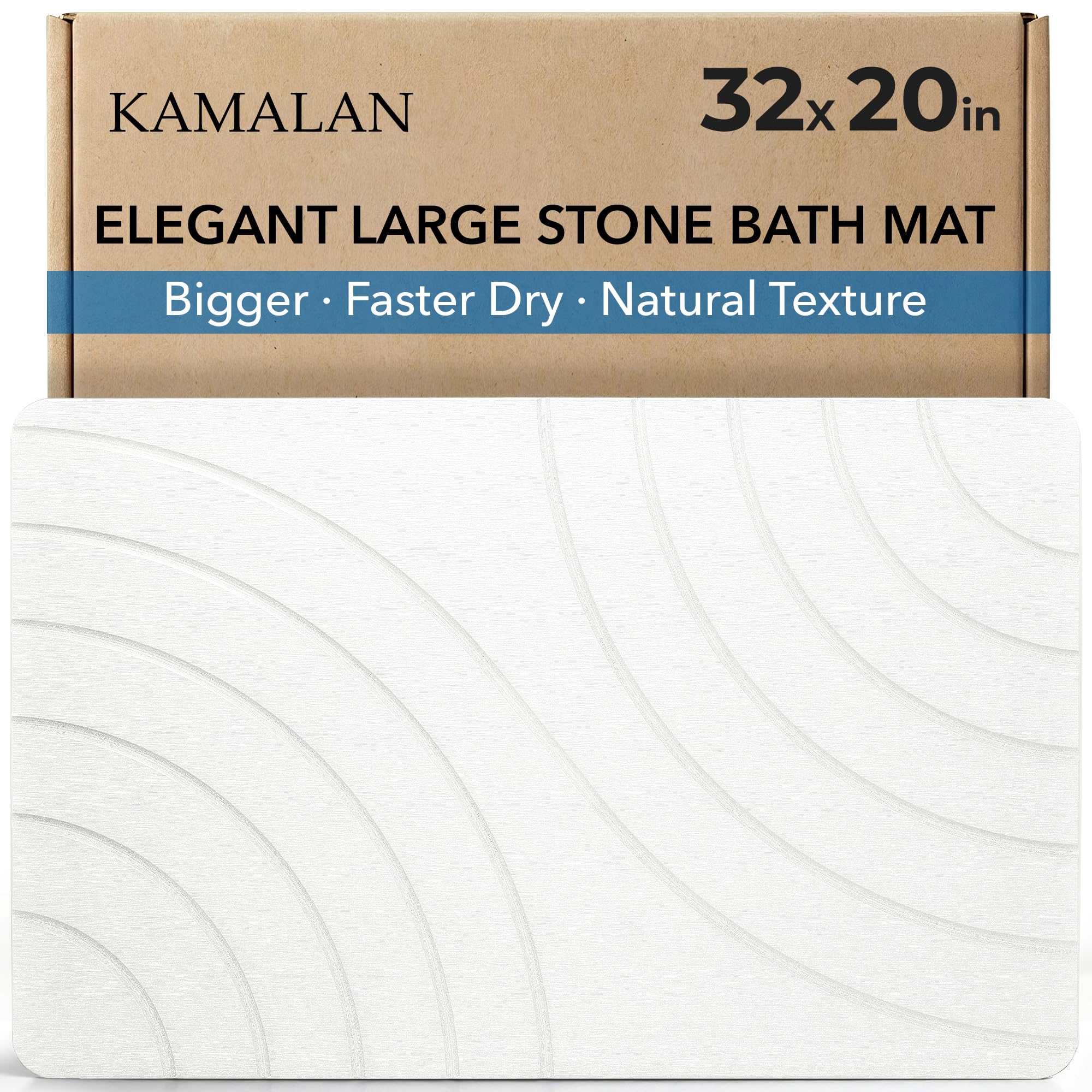 New As-Is KAMALAN 32x20 Diatomaceous Earth Quick Drying Stone Bath Mat Retail $69.00