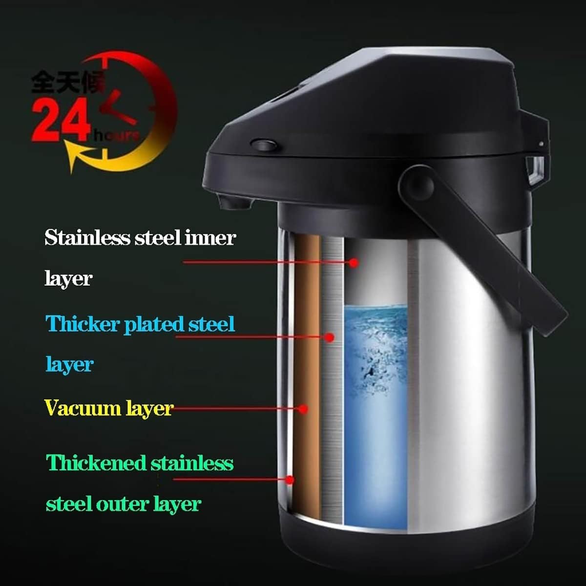 L 135 oz Stainless Steel Thermal Coffee Airpot Dispenser Silver
