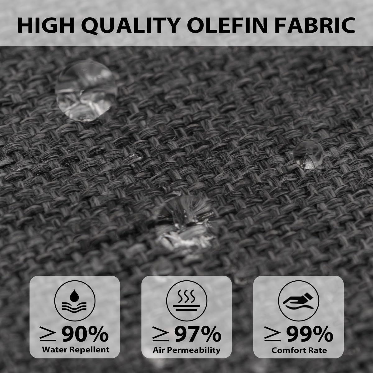 Olefin Chaise Lounge Cushion Water-Resistant Patio Lounger Pad Dark Gray 80 x 26 x 6 Inches