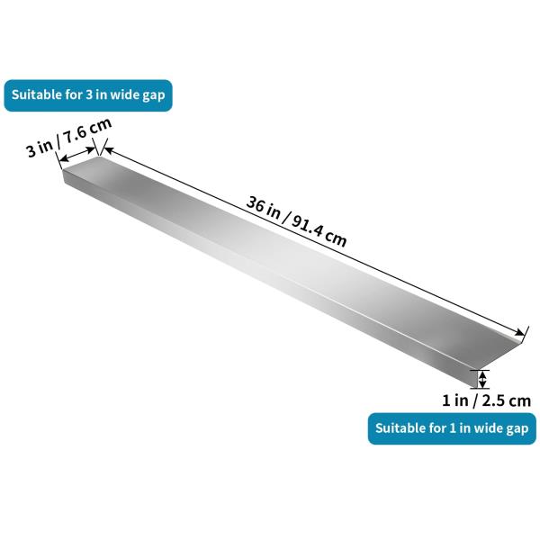 Stainless Steel Universal Gap Filler 36 x 3 x 1 Kitchen Appliance Gap Cover