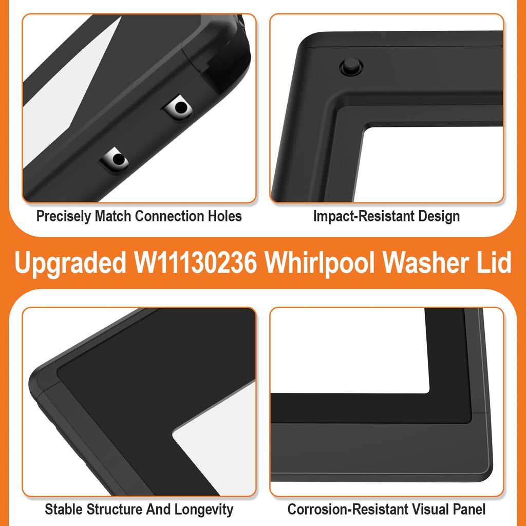 W11130236 Washer Glass Lid Replacement for Whirlpool Top Load Washing Machine with Hinges Retail $245.00