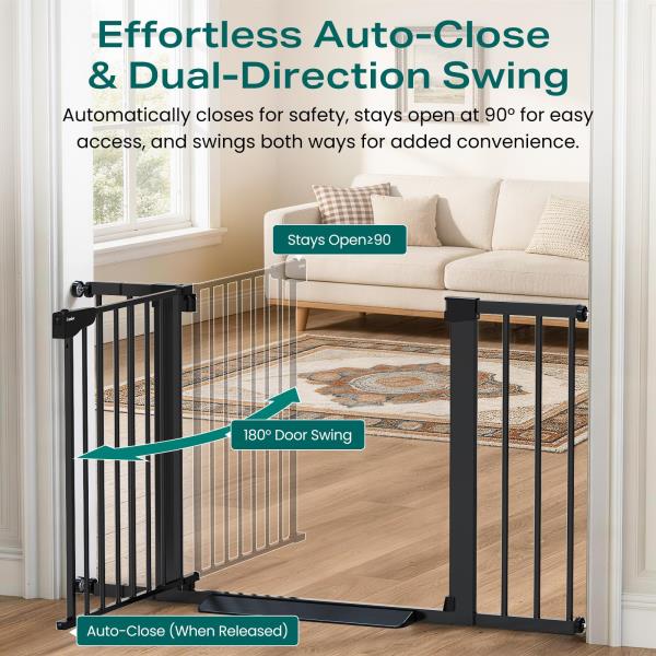 -46 Baby Gate for Stairs Auto Close Dog Gate for the House Black