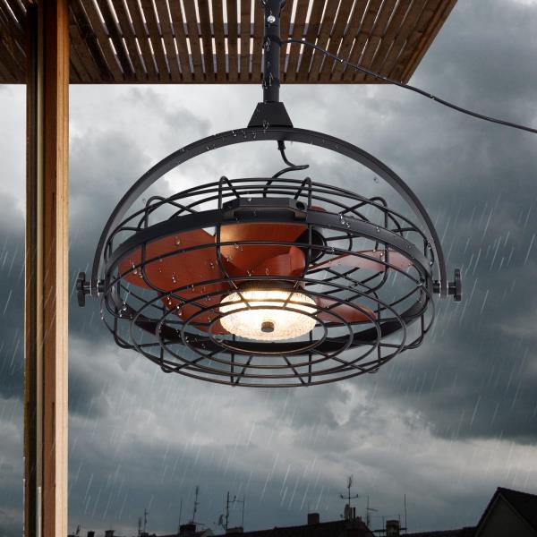 Waterproof Outdoor Ceiling Fan with Light 6-Speed  3 CCT LED Caged Smart Fan
