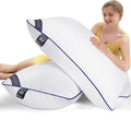 Supportive Firm Down Alternative Bed Pillows Standard Size 20x26 Set of 2 - Blue