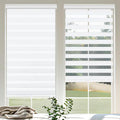 Cordless Zebra Blinds for Windows 22 W x 72 H White Dual Layer Sheer Roller Shades