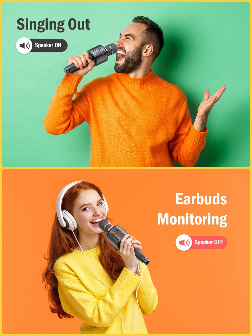 Wireless Bluetooth Karaoke Microphone Built-in Speaker 10H Playback Duet Mode Gray Retail $35.00
