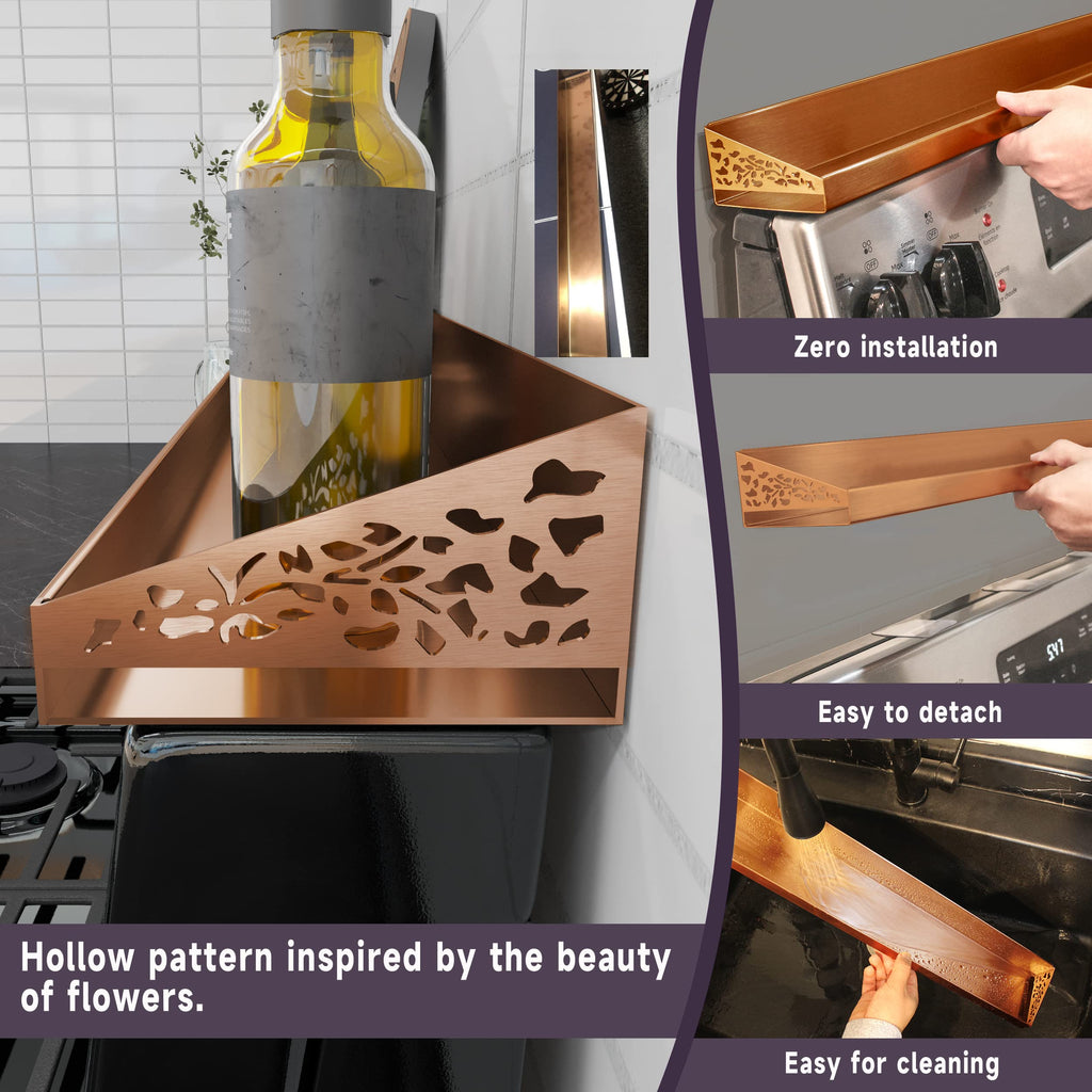 Magnetic Stove Top Spice Rack Kitchen Organizer Brushed Copper
