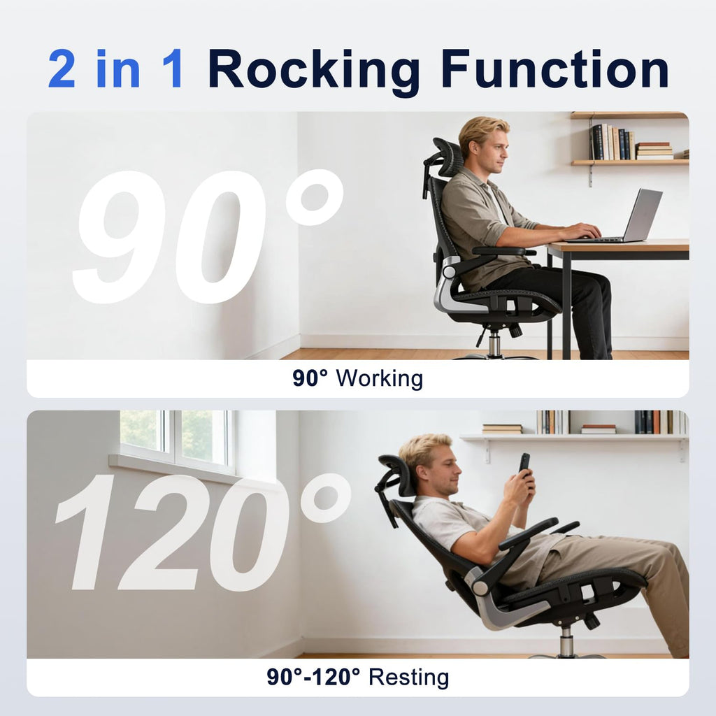 Open-Box New marrap Black Ergonomic Mesh Office Chair with Adj. Lumbar  3D Armrests.