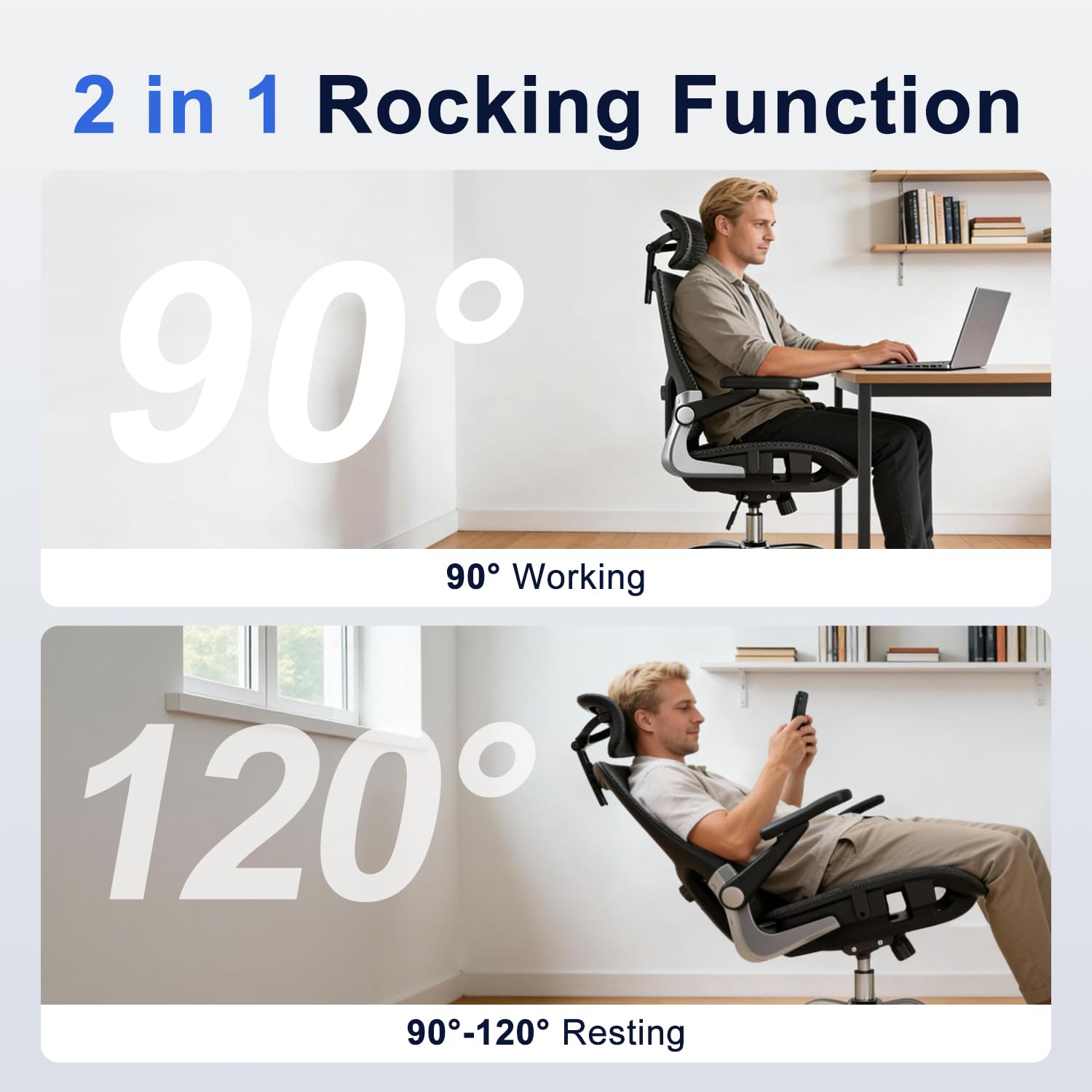 Open-Box New marrap Black Ergonomic Mesh Office Chair with Adj. Lumbar  3D Armrests.