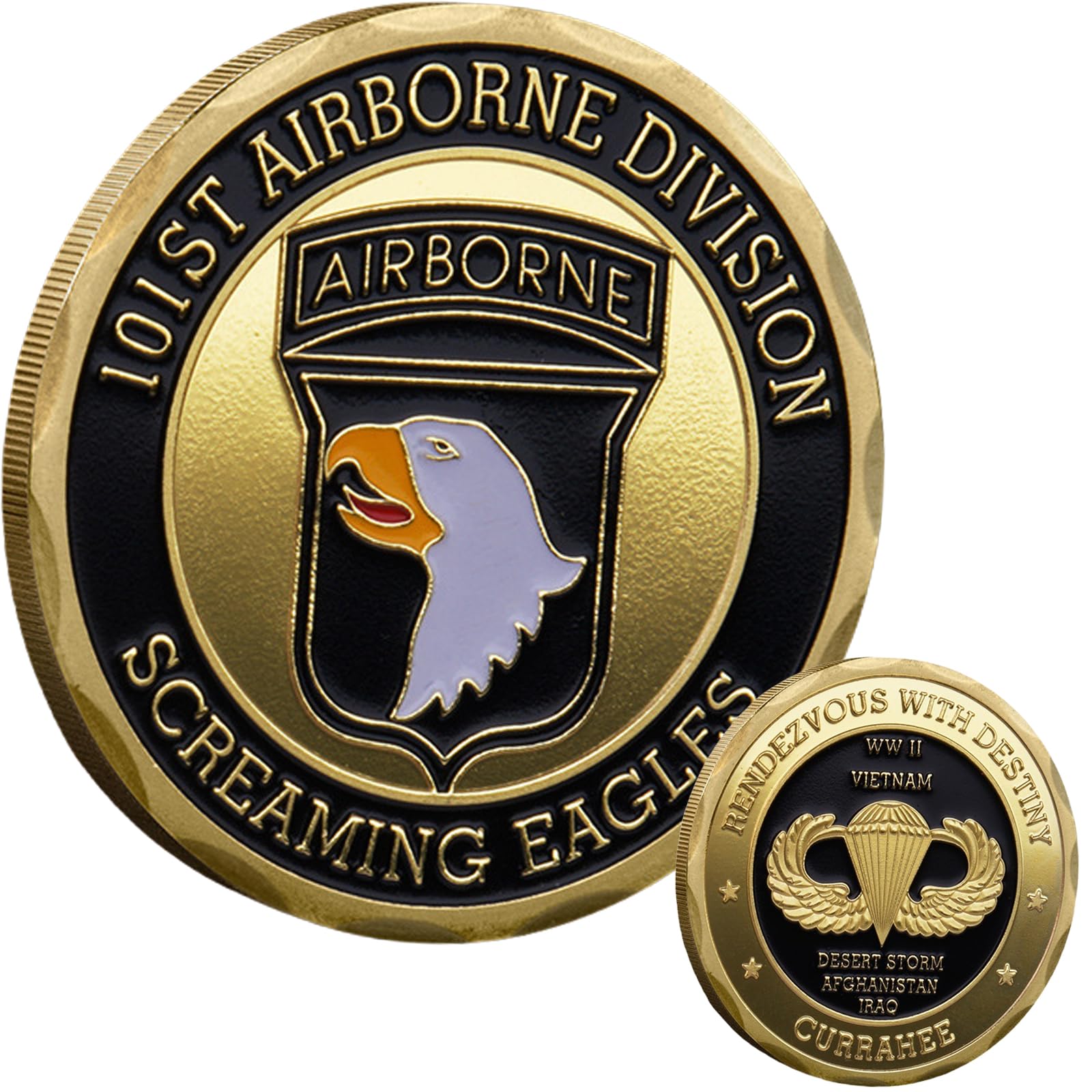 101st Airborne Division Challenge Coin – United States Army Screaming Eagles Coin – Gold-Plated Military Collectible – 3D Double-Sided Design – Eagle Crest Air Assault Division Token – Veteran Gift