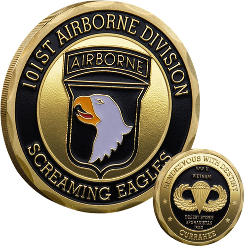 101st Airborne Division Challenge Coin – United States Army Screaming Eagles Coin – Gold-Plated Military Collectible – 3D Double-Sided Design – Eagle Crest Air Assault Division Token – Veteran Gift