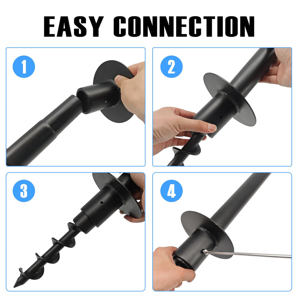 ft Heavy Duty Steel Sun Shade Sail Support Pole Kit Black
