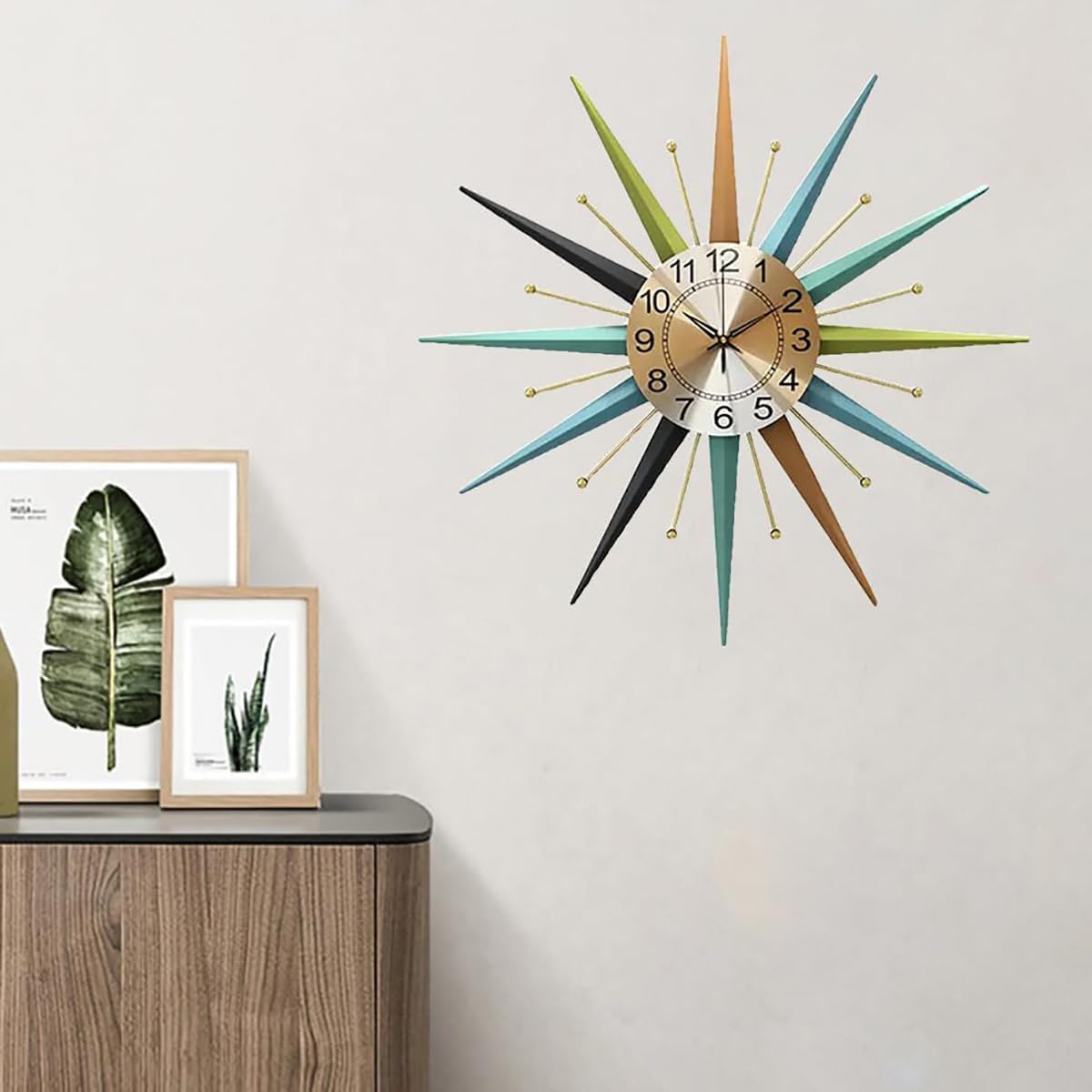 RBFVZCCB 22 Inch Mid-Century Style Metal Crystal Wall Clock, Star-Shaped Silent Decorative Wall Clock, Suitable for Living Room,Bedroom,Dining Room,Porch,Office Retail $56.00