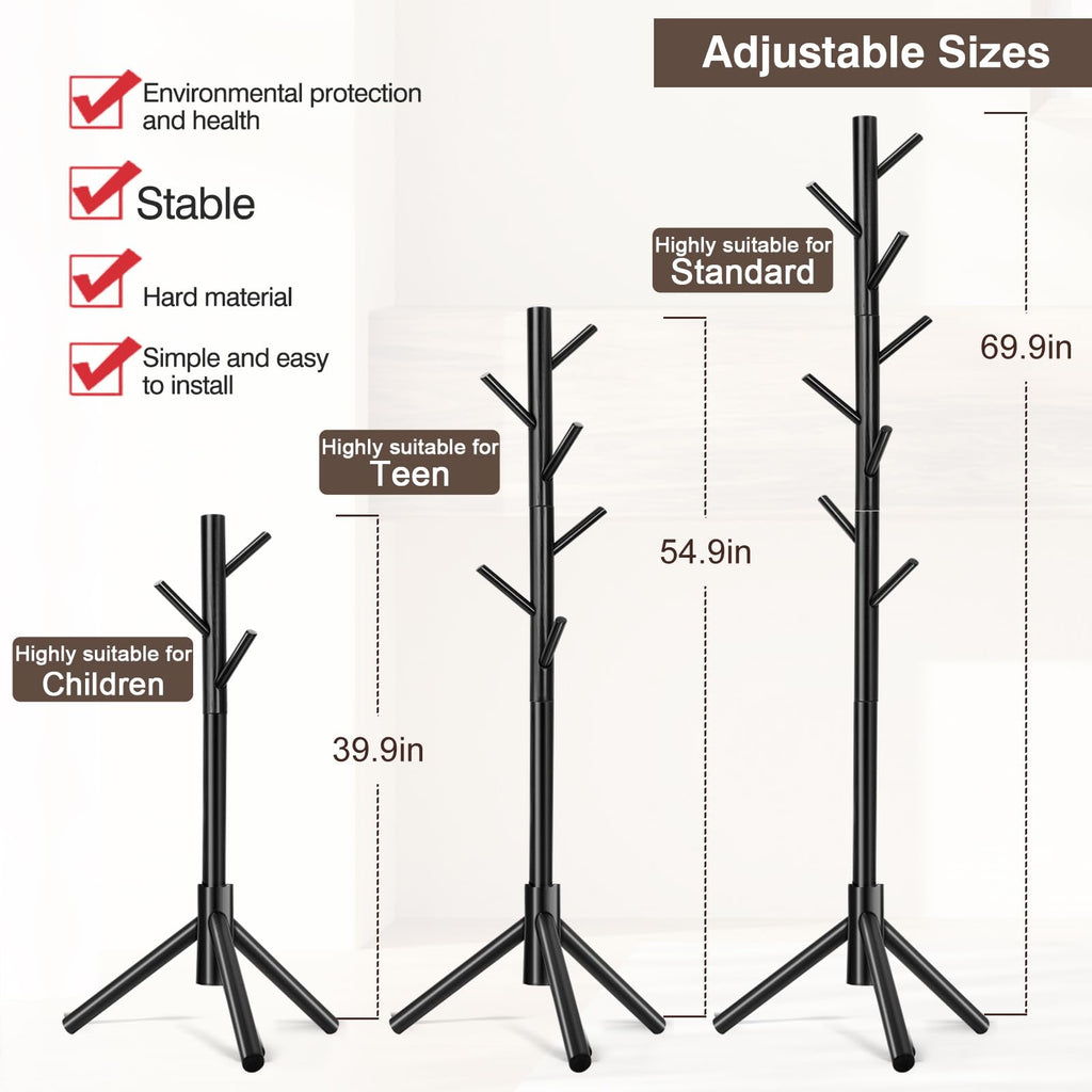 Adjustable Height Black Coat Stand with 3 Prong Legs Retail $13.50