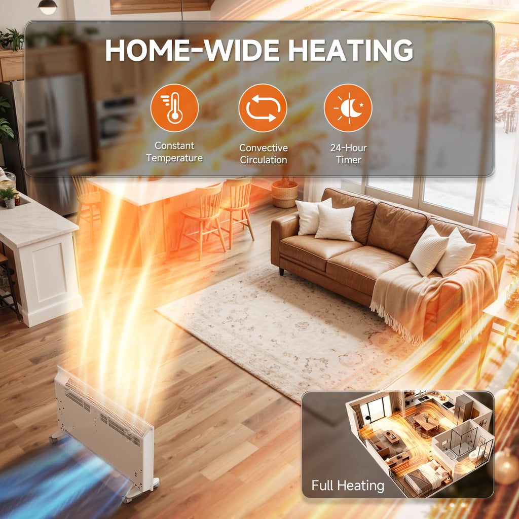 Orange Smart WiFi Mica Infrared Space Heater WallFreestanding Mount